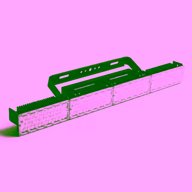 Luminaria LED lineal de 480 W con cuatro módulos y óptica antideslumbrante para canchas de pádel Orion XSport. Fabricación directa de fábrica.